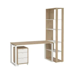 Scrivania Etienne, 80x184 h205 cm, Rovere e Bianco<Dmora Cheap