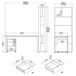 Scrivania Etienne, 80x184 h205 cm, Rovere e Bianco<Dmora Cheap