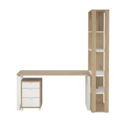 Scrivania Etienne, 80x184 h205 cm, Rovere e Bianco<Dmora Cheap