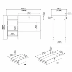 Scrivania Franklin, 49x109 h76 cm,<Dmora Store