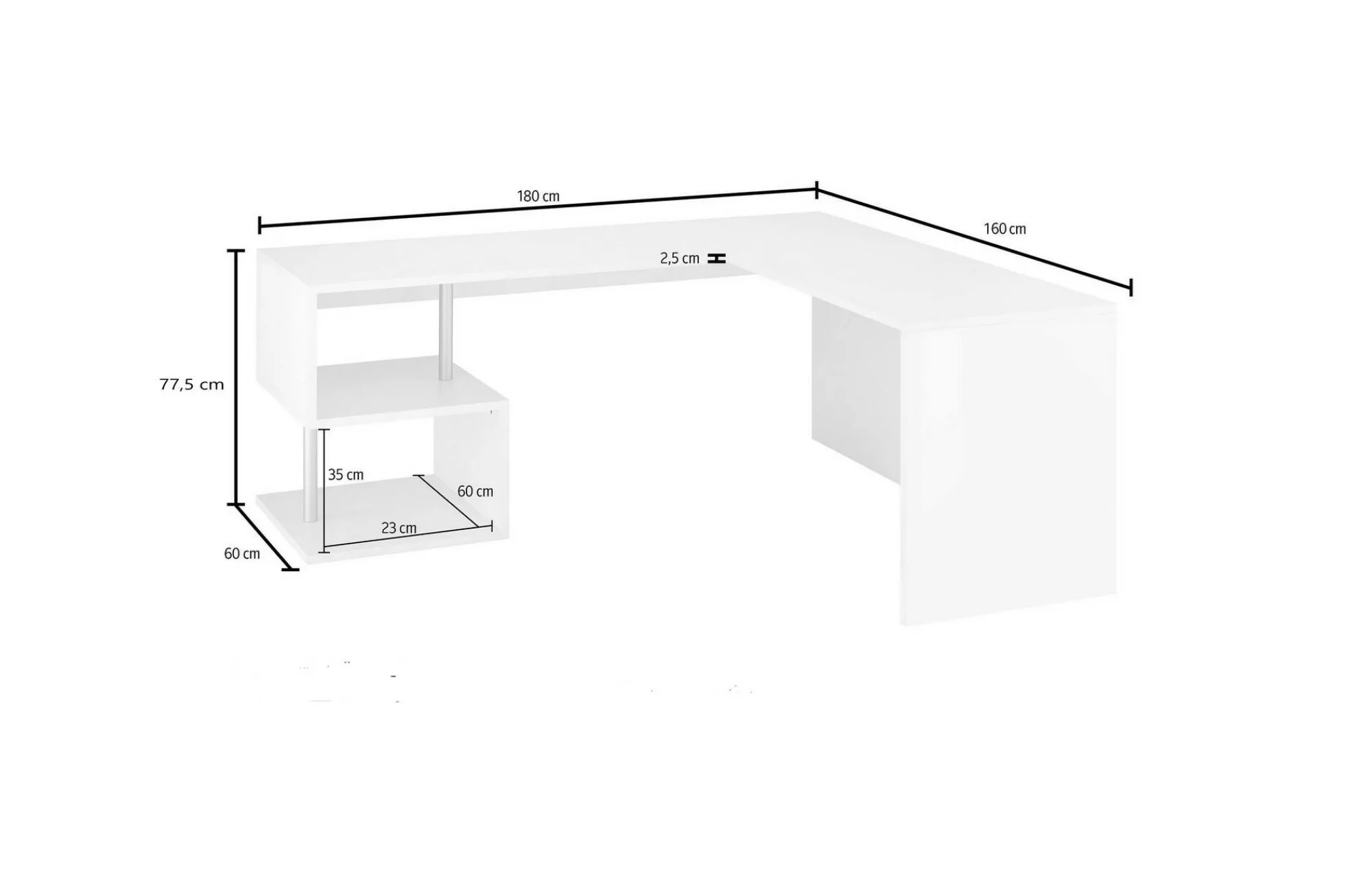 Scrivania Giunone, cm 160x60h78,<Dmora Shop