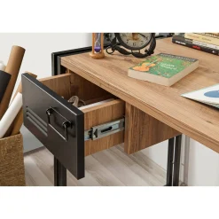 Scrivania Grimilde, 139x60h75 cm, Quercia e Nero<Dmora Hot
