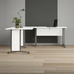 Scrivania Heling, 200x200 h75 cm, Bianco e Grigio<Dmora Clearance