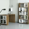 Scrivania Hongyu, 120x65h75 cm, Noce e Bianco<Dmora Discount