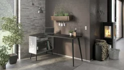 Scrivania Katherine, 145x81 h76 cm, Bianco e Nero<Dmora Sale