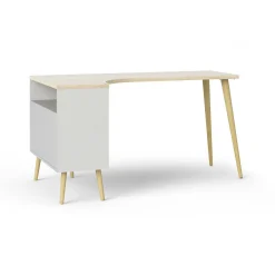 Scrivania Katherine, 145x81 h76 cm, Bianco e Quercia<Dmora New