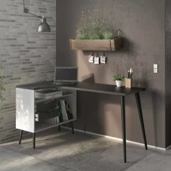Scrivania Katherine, 145x81 h76 cm, Bianco e Nero<Dmora Sale