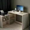 Scrivania Kyarr, 112x101 h77 cm, Rovere e Bianco<Dmora New