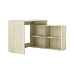 Scrivania Kyarr, 112x101 h77 cm, Rovere e Bianco<Dmora New