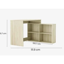 Scrivania Kyarr, 112x101 h77 cm, Rovere e Bianco<Dmora New