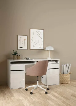 Scrivania Leepi, 48x149 h77 cm, Bianco<Dmora Cheap