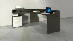 Scrivania Leonilda, 180x90h160 cm, Bianco e<Dmora Cheap