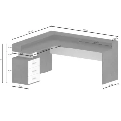 Scrivania Leonilda, 180x90h160 cm, Bianco e<Dmora Cheap