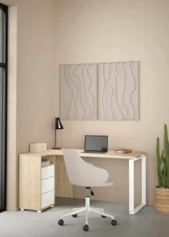 Scrivania Medard, 100x150 h76 cm, Rovere e Bianco<Dmora Online