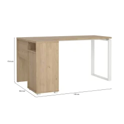Scrivania Medard, 100x150 h76 cm, Rovere e Bianco<Dmora Online