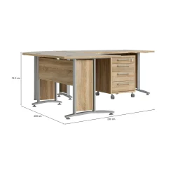 Scrivania Megh, 230x200 h75 cm, Grigio e Quercia<Dmora Cheap