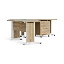 Scrivania Megh, 230x200 h75 cm, Quercia e Bianco<Dmora Online