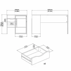 Scrivania Moire, 145x81 h77 cm, Bianco<Dmora Shop