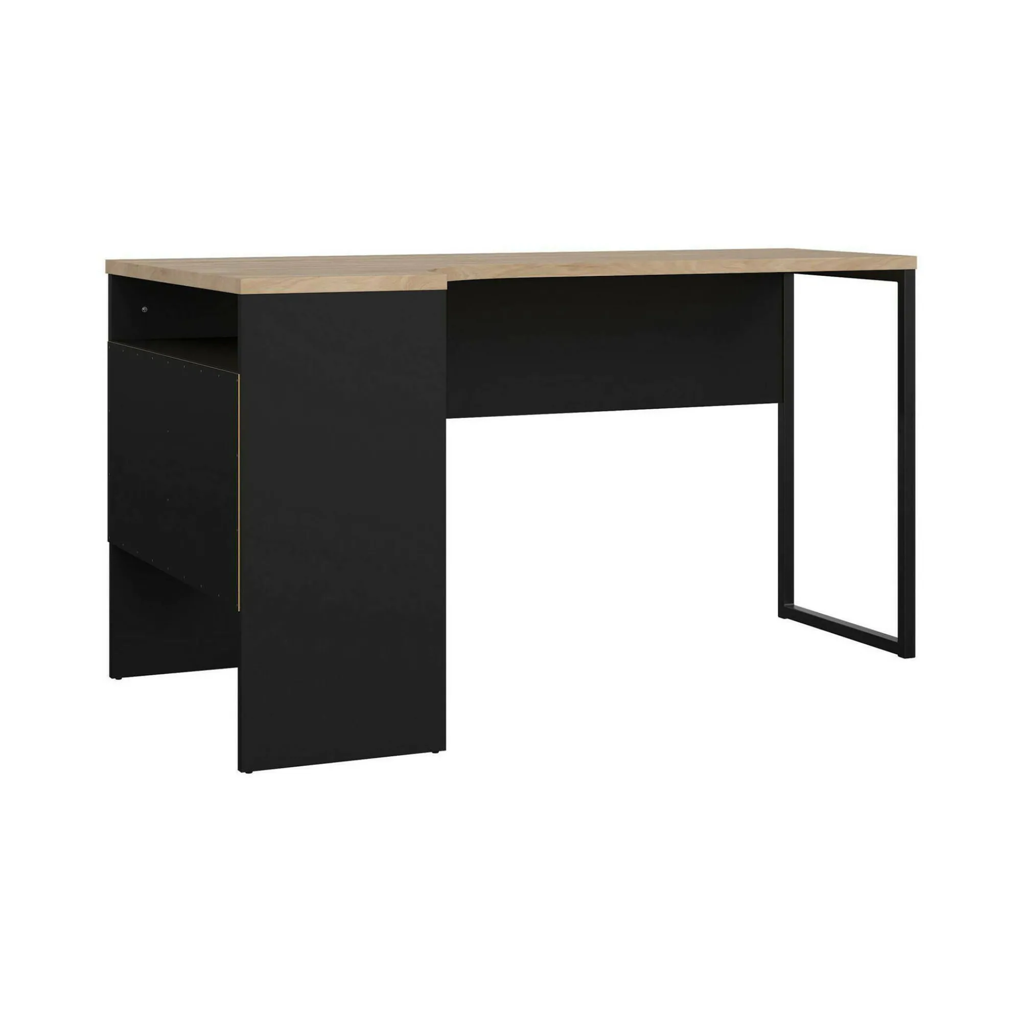 Scrivania Moire, 81x145 h77 cm, Nero e Rovere<Dmora Shop