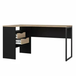 Scrivania Moire, 81x145 h77 cm, Nero e Rovere<Dmora Shop