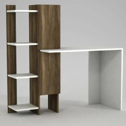Scrivania Nanmadol, 90x45 h72 cm, Bianco e Noce<Dmora Outlet