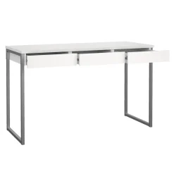 Scrivania Pascale, Scrittoio multiuso, Tavolo per ufficio porta PC, Piano di lavoro, 126x52 h77 cm, Bianco<Dmora Store