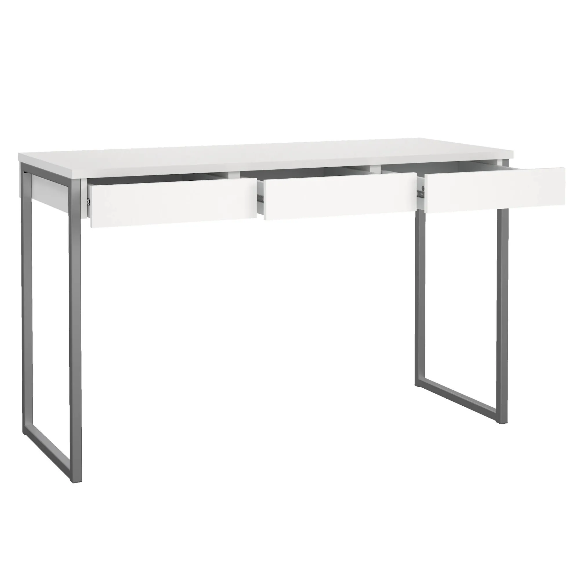 Scrivania Pascale, Scrittoio multiuso, Tavolo per ufficio porta PC, Piano di lavoro, 126x52 h77 cm, Bianco<Dmora Store