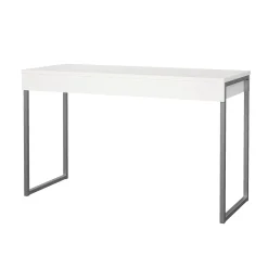 Scrivania Pascale, Scrittoio multiuso, Tavolo per ufficio porta PC, Piano di lavoro, 126x52 h77 cm, Bianco<Dmora Store