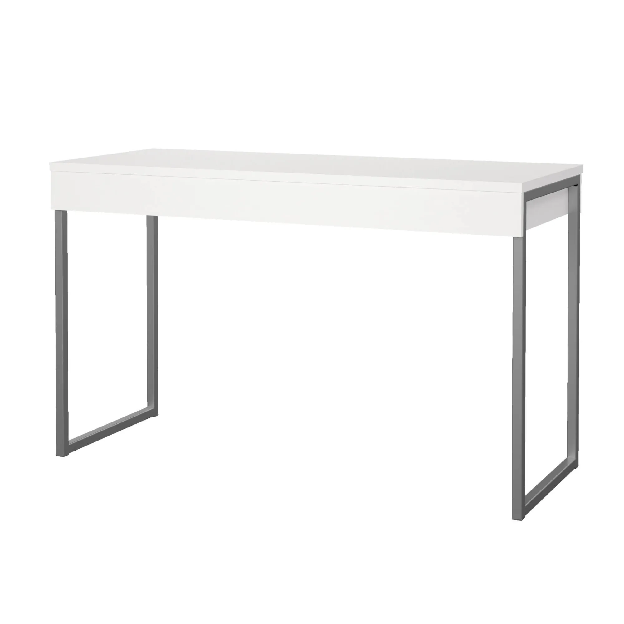 Scrivania Pascale, Scrittoio multiuso, Tavolo per ufficio porta PC, Piano di lavoro, 126x52 h77 cm, Bianco<Dmora Store