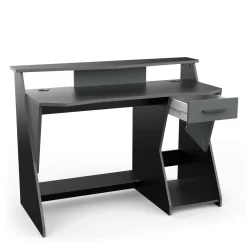 Scrivania Ripoli, 124x60 h90 cm, Grigio scuro e Nero<Dmora New