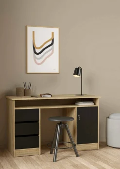Scrivania Shanshan, 55x126 h76 cm, Quercia e Nero<Dmora Cheap