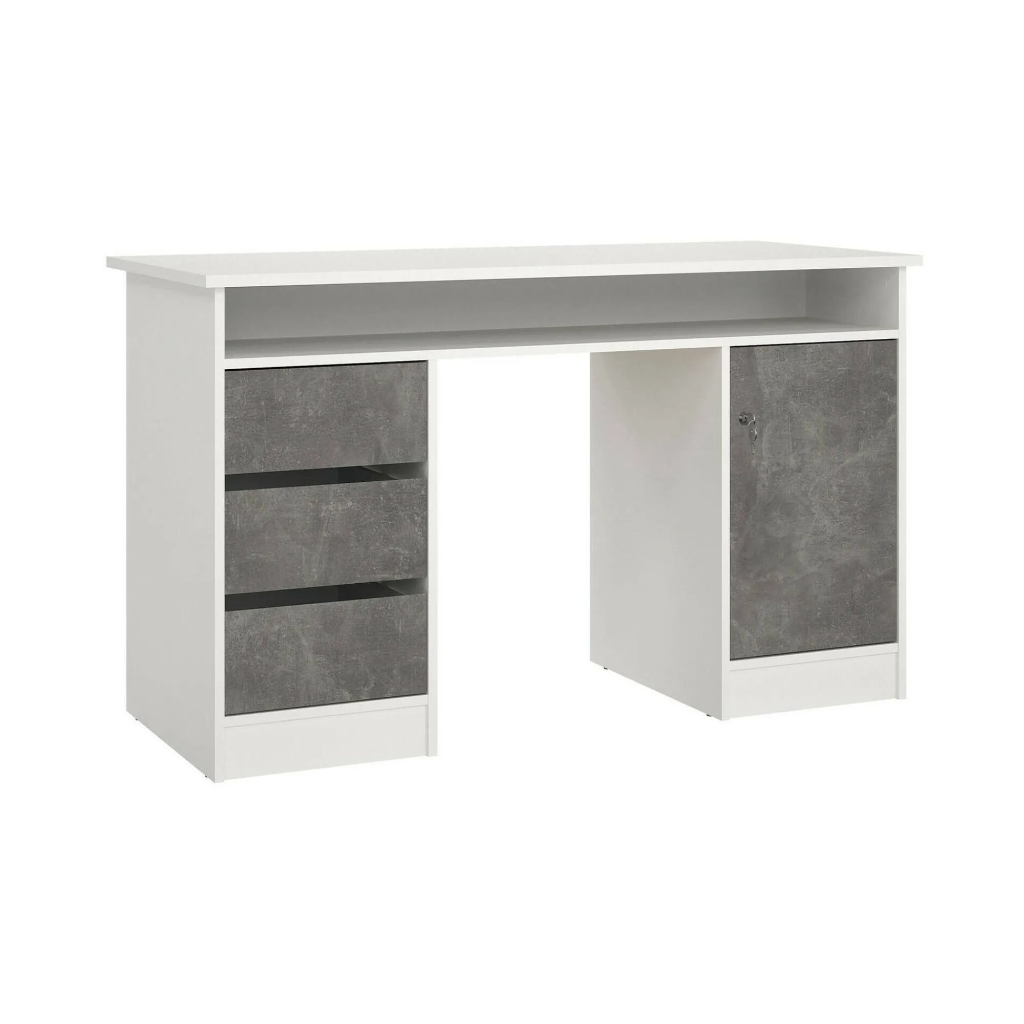 Scrivania Shanshan, 55x126 h76 cm, Bianco e Grigio<Dmora Best Sale