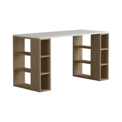 Scrivania Sulpice, 140x60 h75 cm, Bianco e Quercia<Dmora Store