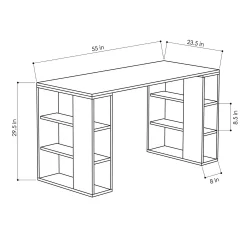 Scrivania Sulpice, 140x60 h75 cm, Bianco e Quercia<Dmora Store