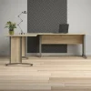 Scrivania Tanya, 200x230 h75 cm, Grigio e Quercia<Dmora Best Sale