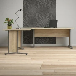 Scrivania Tanya, 200x230 h75 cm, Grigio e Quercia<Dmora Best Sale