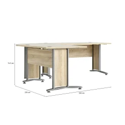 Scrivania Tanya, 200x230 h75 cm, Grigio e Quercia<Dmora Best Sale