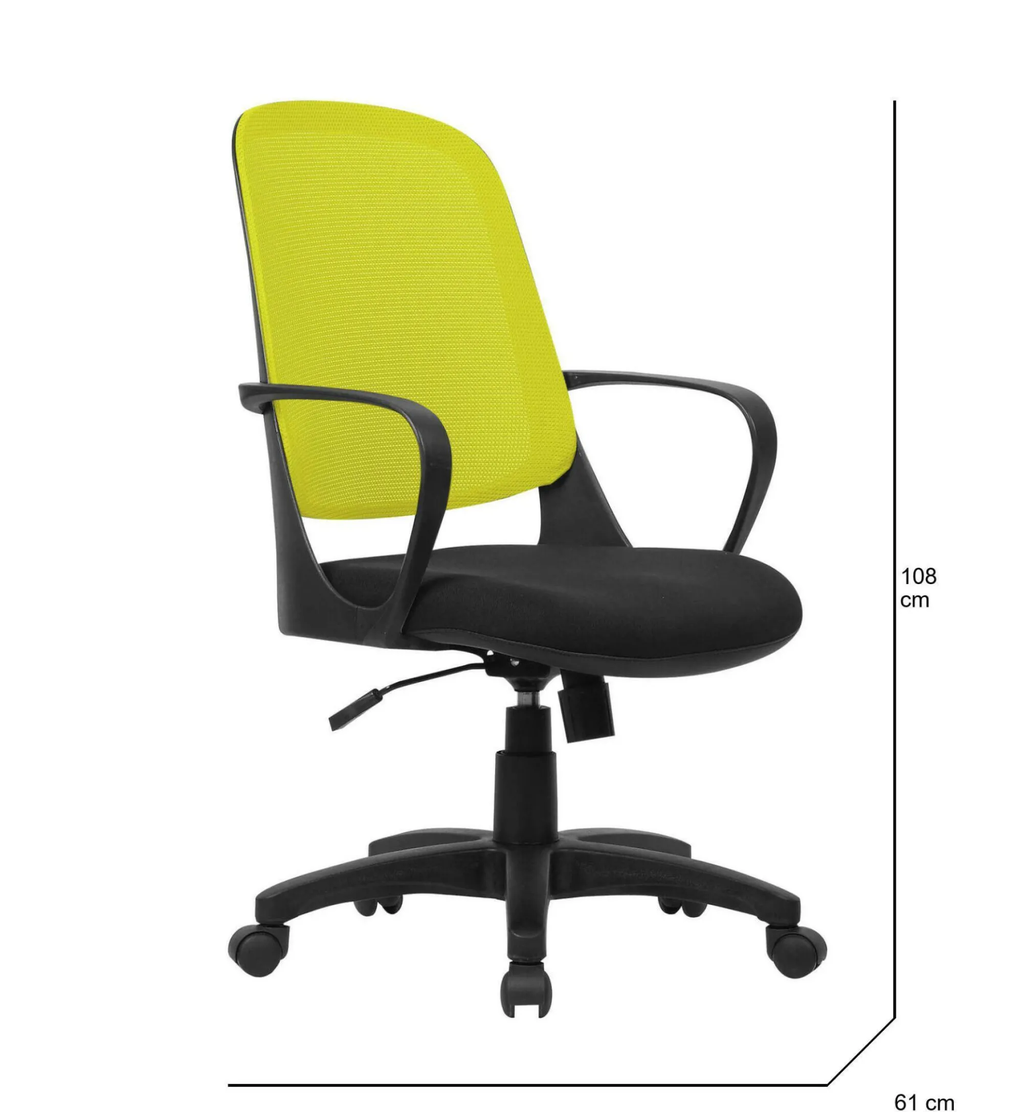 Sedia con ruote Arcola, 61x60h99/108 cm, Nero e Giallo<Dmora Online