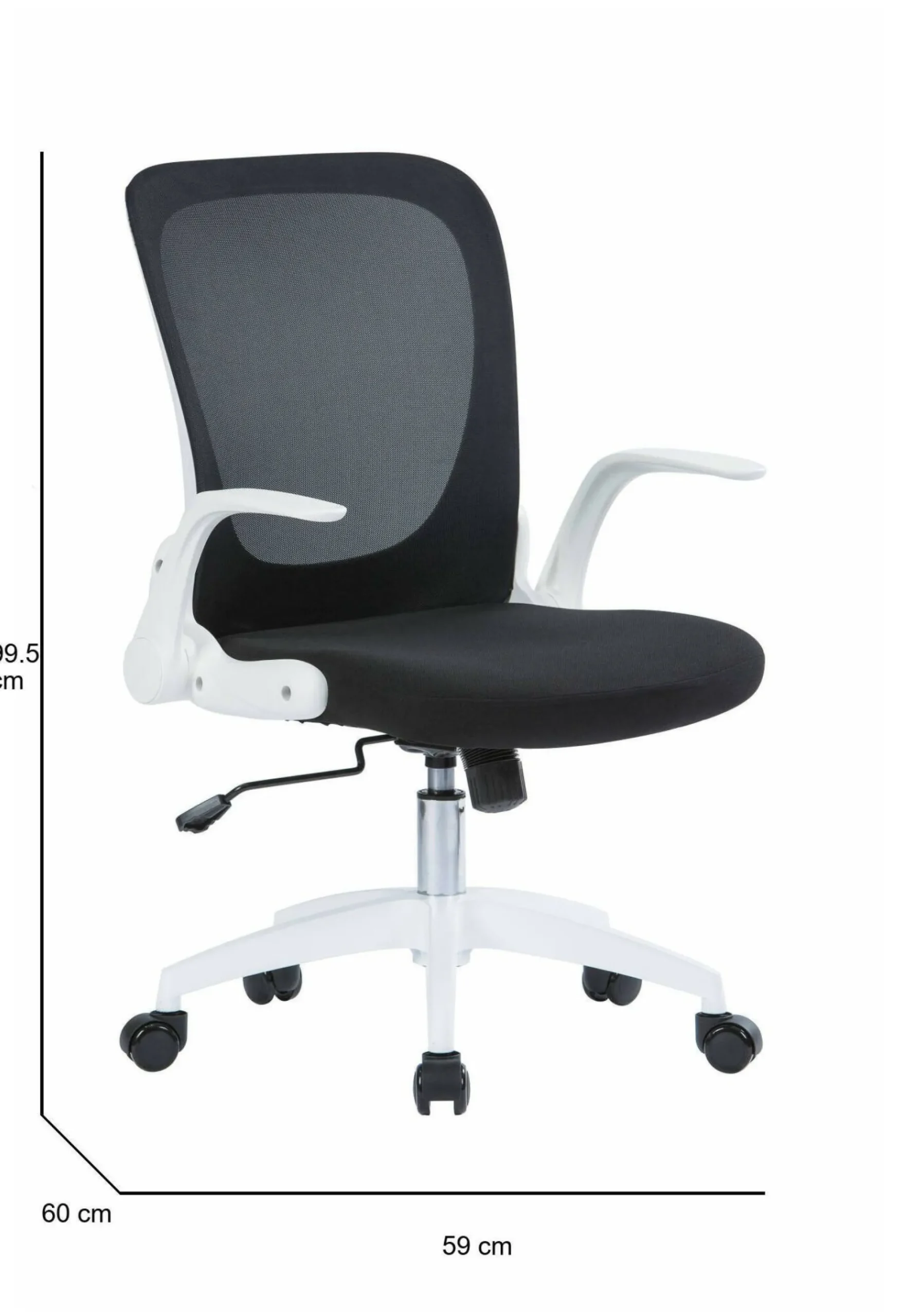 Sedia con ruote Baschi, 60x59h86/96 cm, Nero e Bianco<Dmora Best