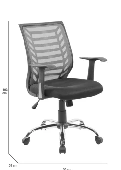 Sedia con ruote Camaleonte, 59x60h93/103 cm, Grigio e Nero<Dmora Flash Sale