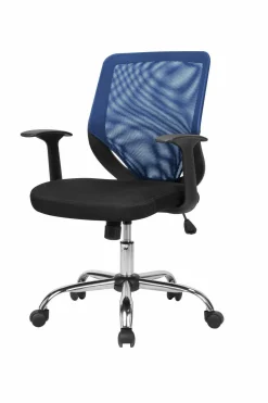 Sedia con ruote Daaro, 60x54h90/98 cm, Nero e Blu<Dmora Shop