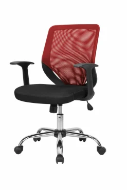 Sedia con ruote Daaro, 60x54h90/98 cm, Nero e Rosso<Dmora Outlet