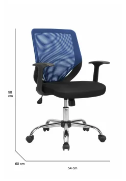 Sedia con ruote Daaro, 60x54h90/98 cm, Nero e Blu<Dmora Shop
