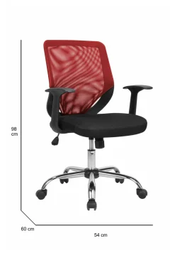 Sedia con ruote Daaro, 60x54h90/98 cm, Nero e Rosso<Dmora Outlet