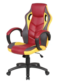 Sedia con ruote Darlanc, 66x61h104/114 cm, Rosso e Giallo<Dmora Store