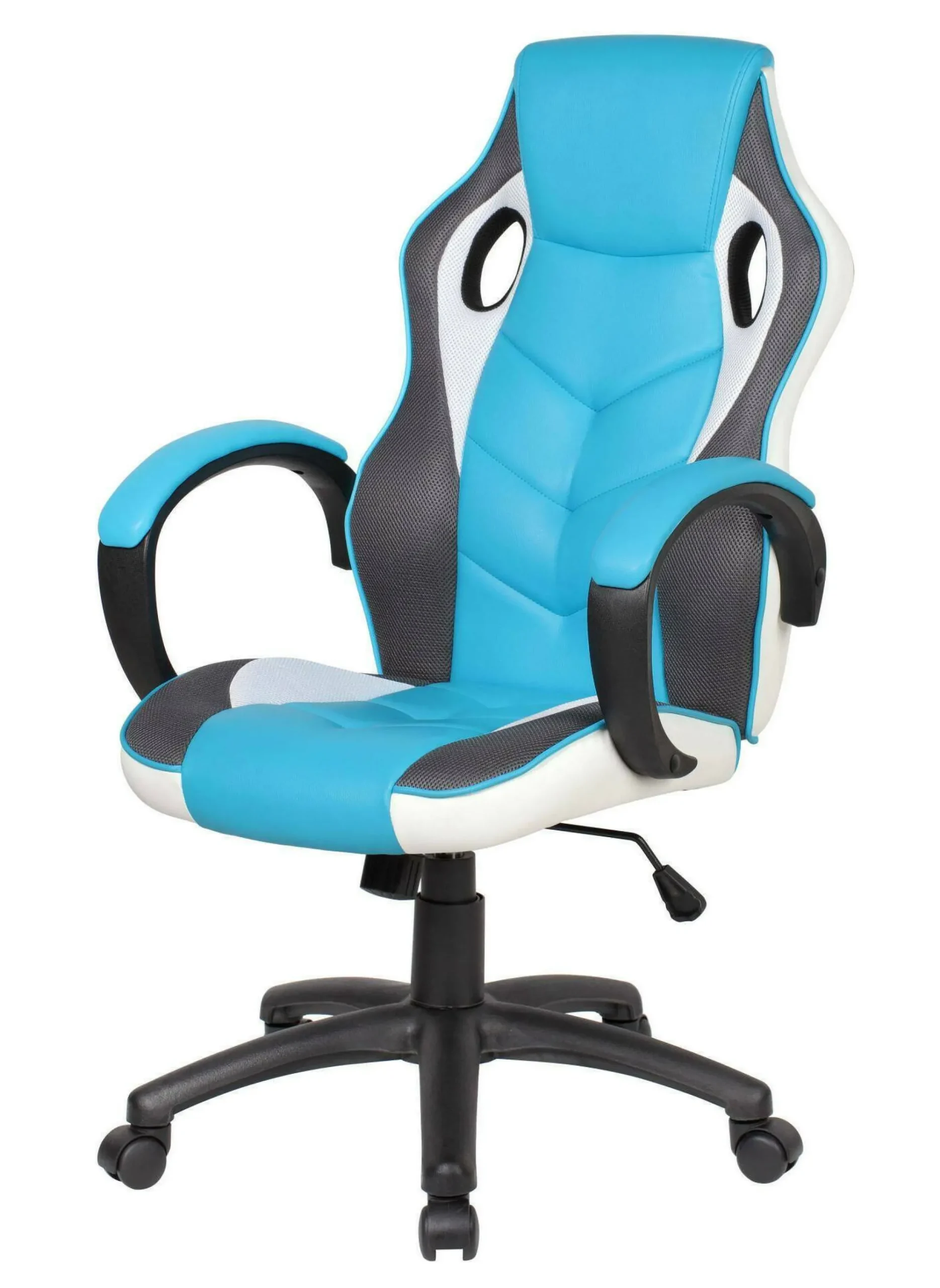 Sedia con ruote Darlanc, 66x61h104/114 cm, Azzurro e Bianco<Dmora Outlet