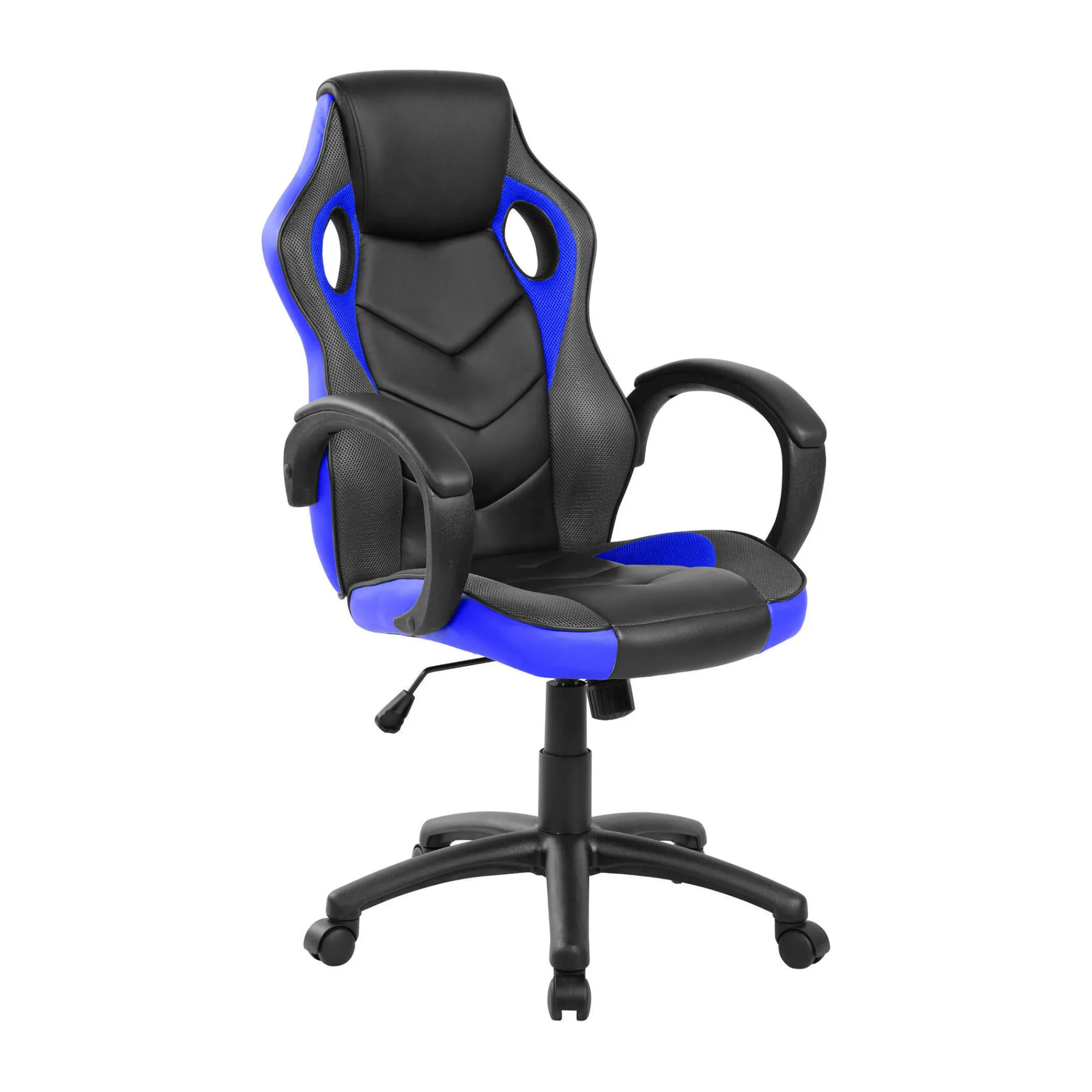 Sedia con ruote Darlanc, 66x61h104/114 cm, Nero e Blu<Dmora Best