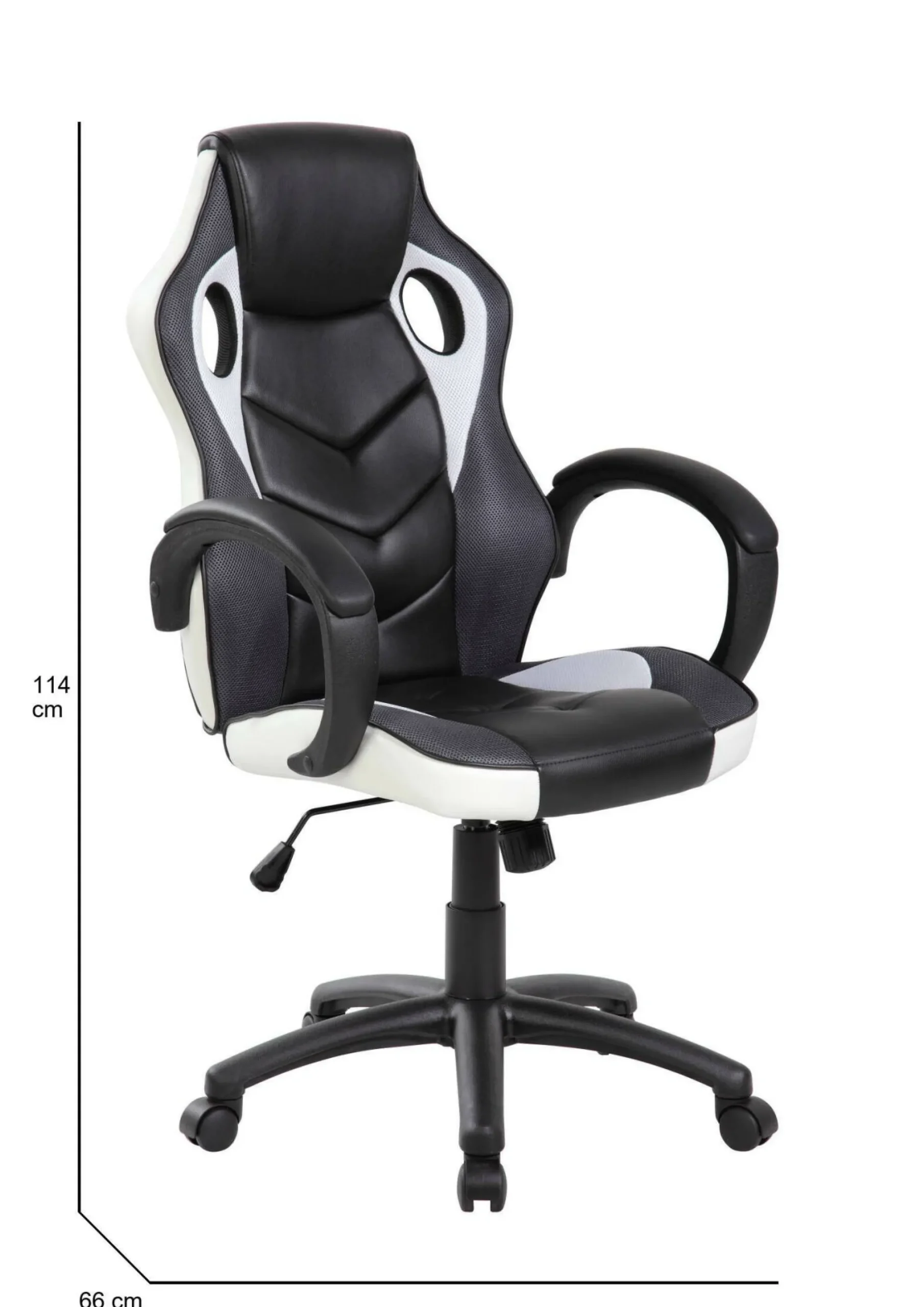 Sedia con ruote Darlanc, 66x61h104/114 cm, Nero e Bianco<Dmora Best Sale
