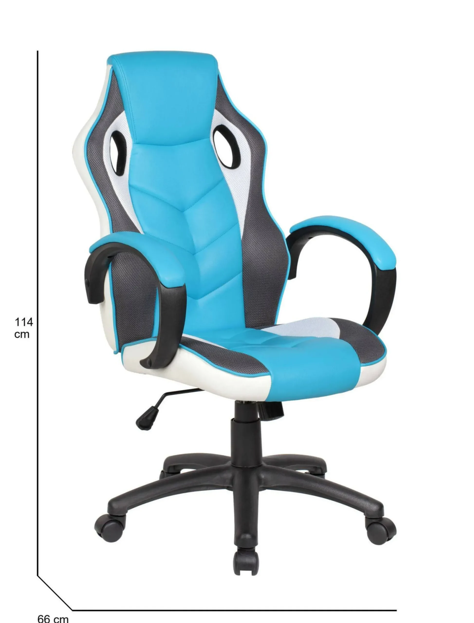 Sedia con ruote Darlanc, 66x61h104/114 cm, Azzurro e Bianco<Dmora Outlet