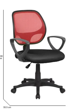 Sedia con ruote Ddjidj, 56x57h88/100 cm, Nero e Rosso<Dmora Online